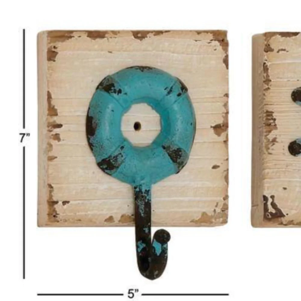 (NEW) Heavy Duty Set of 3 Iron Nautical Wall Hooks/ home decor/ coastal decor